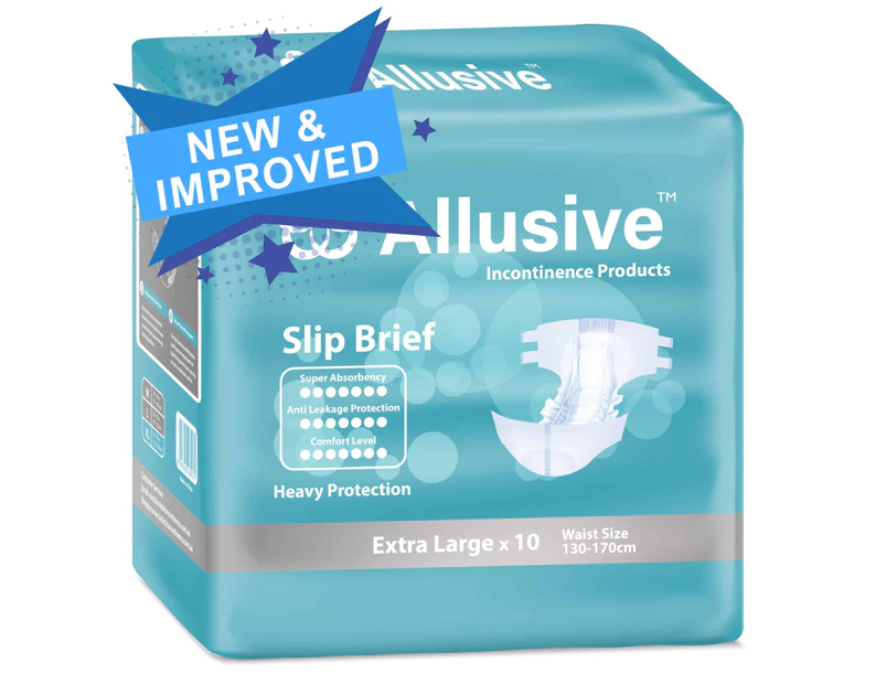 Allusive Incontinence Slip Brief Diapers - 80 Pack, Large (105cm - 130cm)