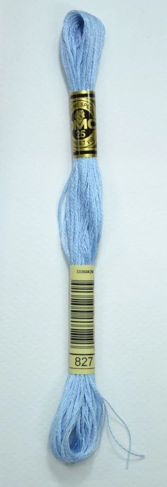 DMC Stranded Cotton #827 Very Light Blue Hand Embroidery Floss 8m Skein