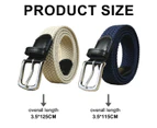 2Pcs Braided Belt Stretch Belt For Men And Women Multicolored Woven Belt Elastic Canvas Belt,Beige+Blue