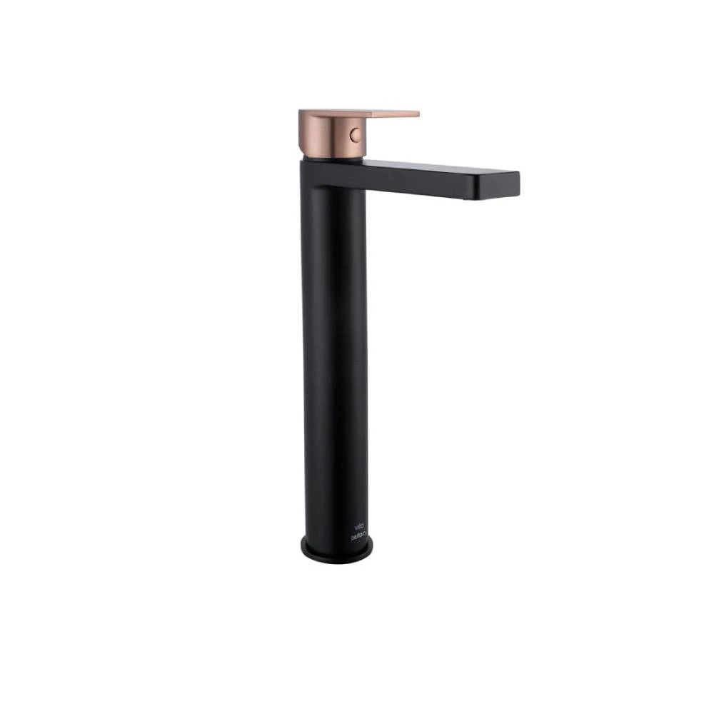 VITO BERTONI EEVA Round Basin Mixer Tap -Extended/Tall - Straight Spout - Matte Black/Copper