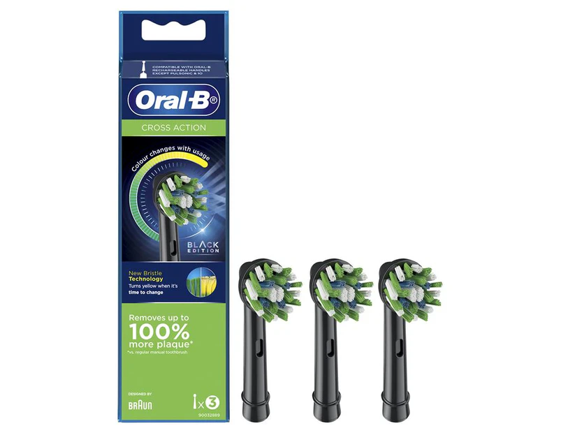 Oral B Power Toothbrush Cross Action Refills Black 3 Pack