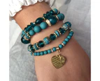 Women Bracelet Heart Pendant Beaded Jewelry Lightweight Elegant Bracelet for Parties