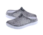 Women Hollow-out Solid Color Non-slip Clogs Shoes Slip-on Summer Beach Slipper-Grey