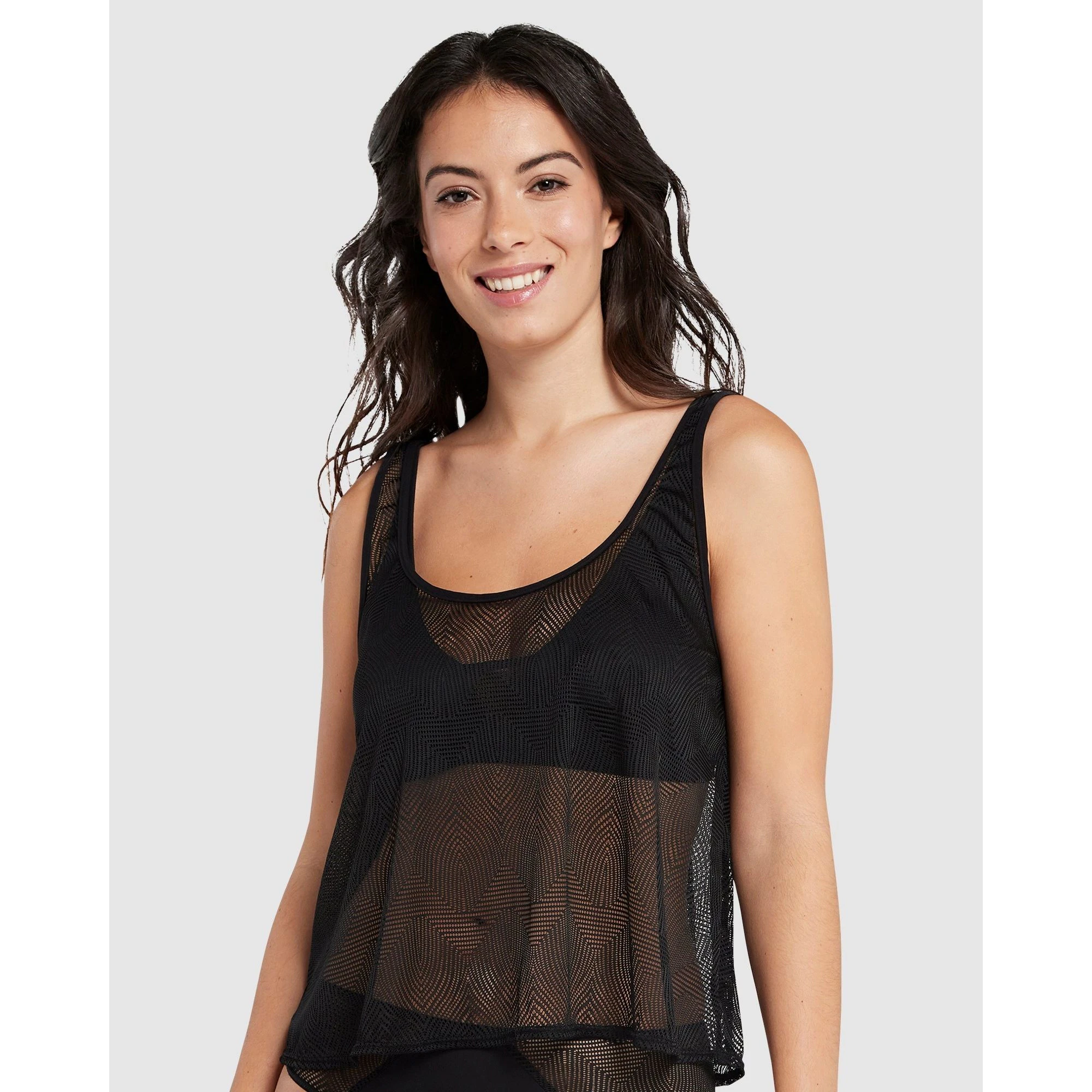 Sans Complexe Thelma Sheer Lace Lingerie & Lounge Top in Black