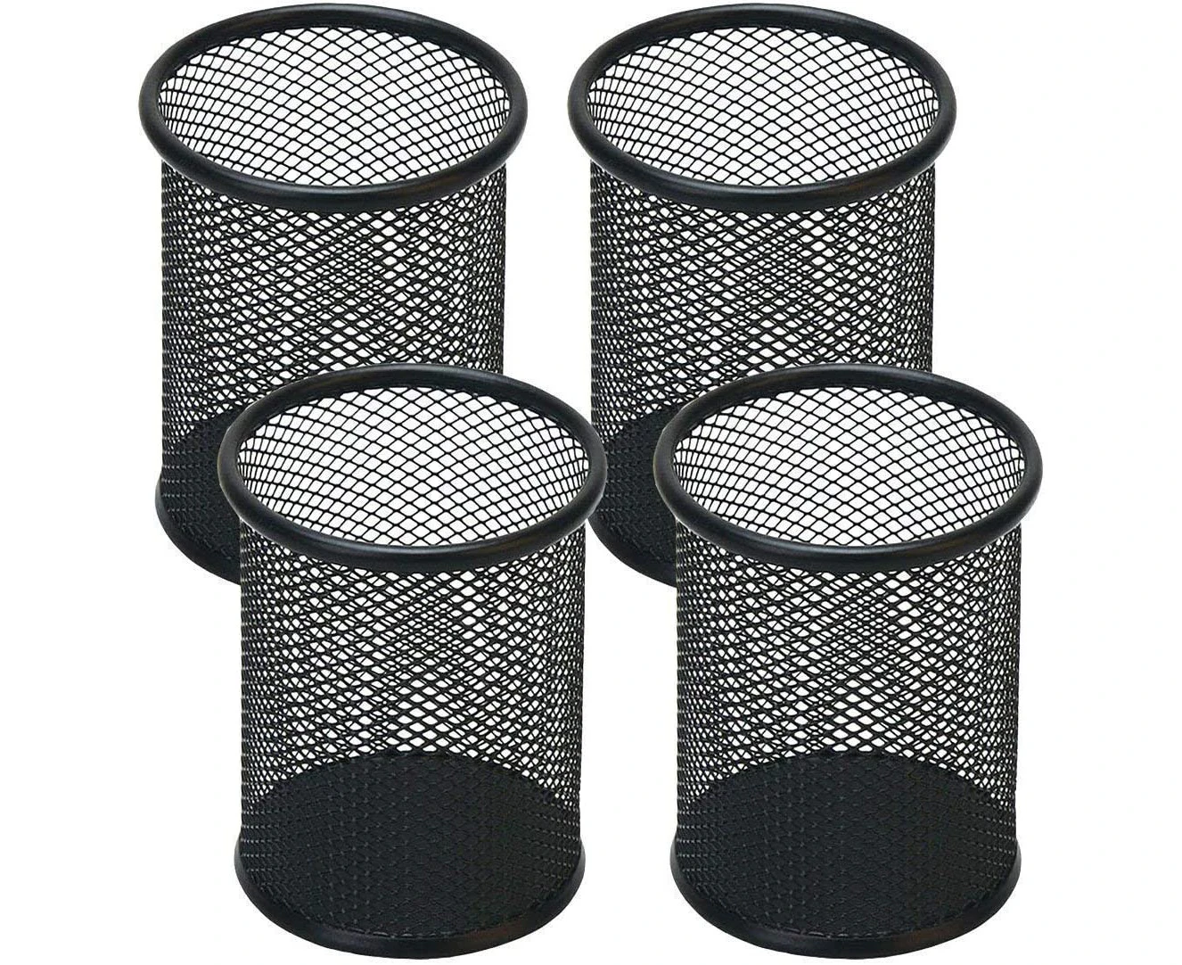 Pen Holder Mesh Pencil Holder Metal Pencil Holder for Desk Office Pen Organizer Black, 2 Pack