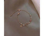 Sweet Star Faux Pearl Moon Beads Alloy Adjustable Chain Bracelet for Anniversary-Pink