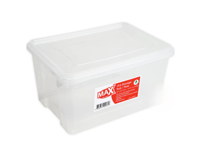 10 x STACKABLE PLASTIC STORAGE BOXES WITH LIDS 15L | Storage Containers Tubs Bins Home Organisation Plastic Storage Containers Box Bin Crate Tub Tote