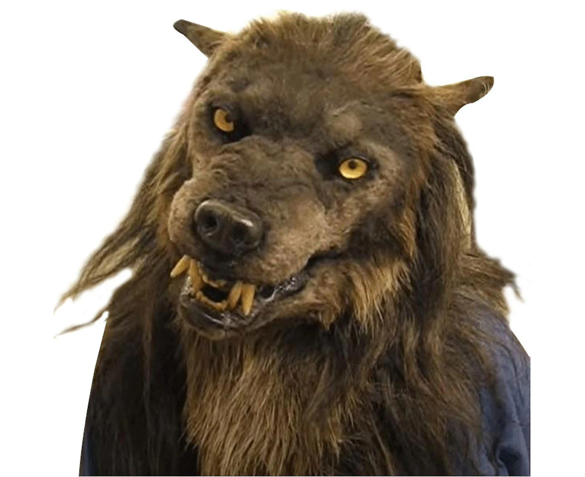 Werewolf Face Cover Glowing Eyes Movable Ears And Jaws For Cosplay Party - Brown