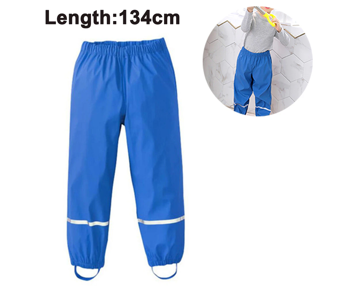 Boys Girls Reflective Waterproof Rain Pants Lightweight Rainwear - Blue