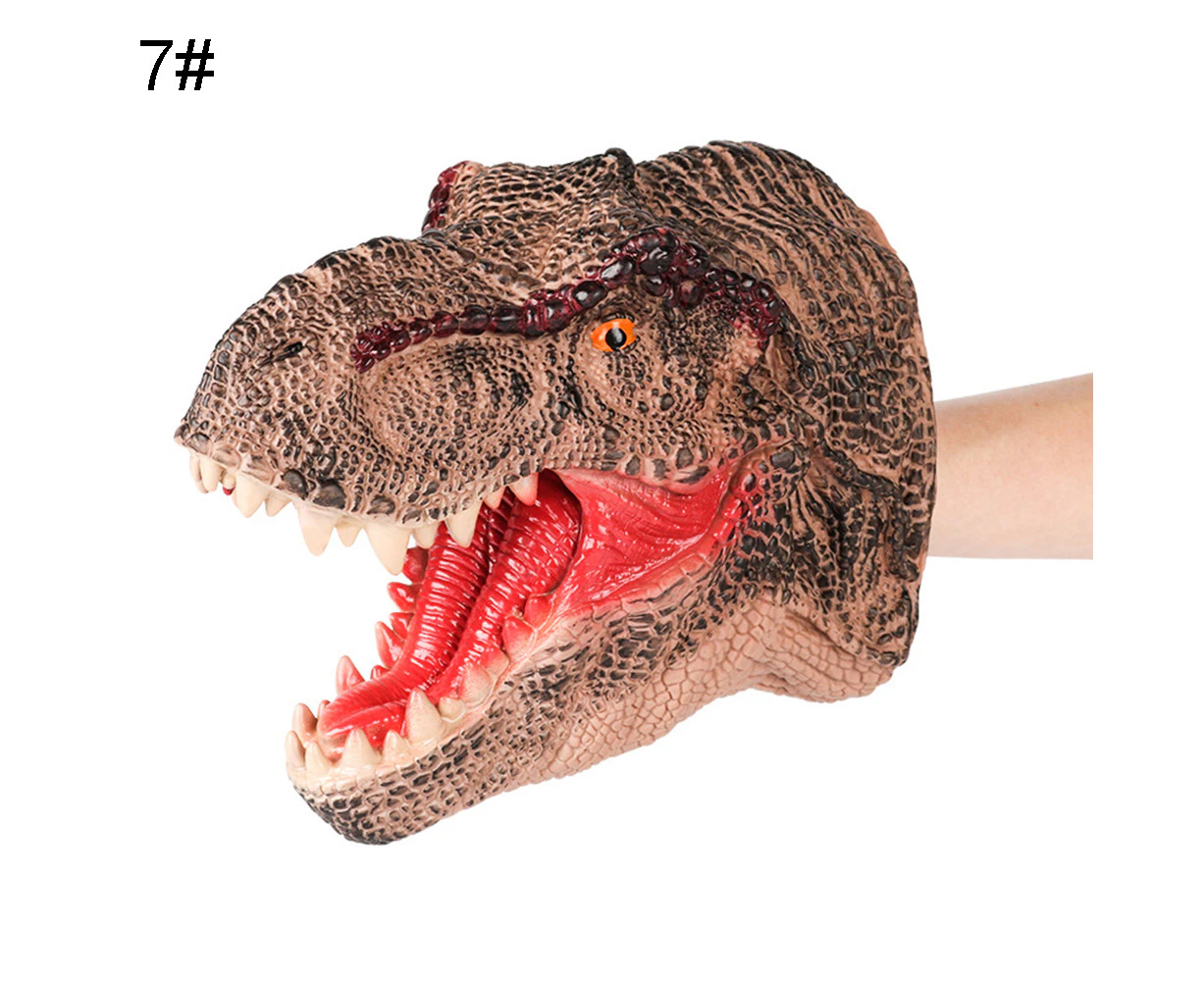 Simulation Dinosaur PVC Hand Puppet Doll Intelligent Role Play Toy Kids Gift Brown Tyrannosaurus#