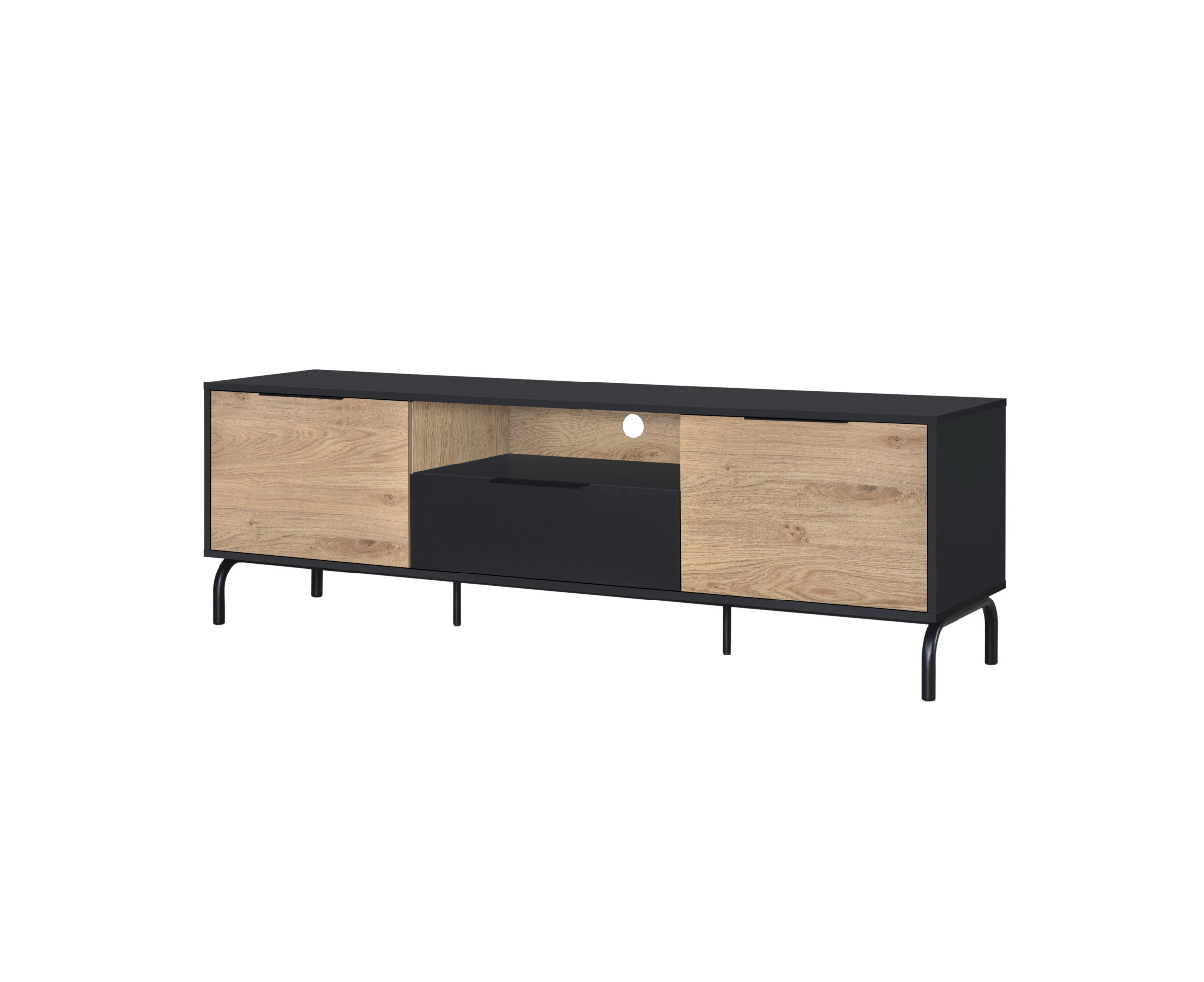 Eleora 1.6m TV Entertainment Unit - Black & Oak