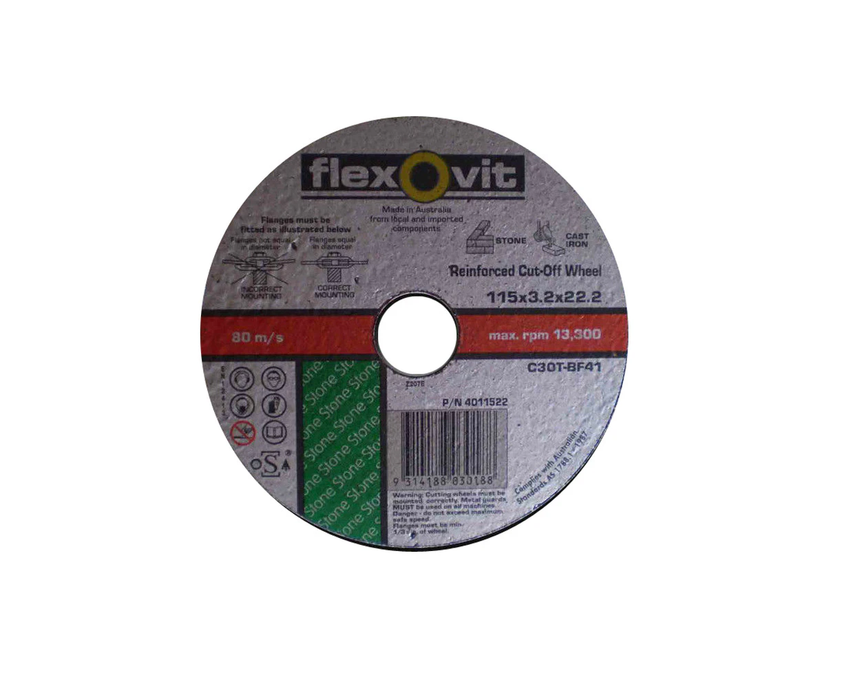 Flexovit 4011522 Cutting Wheel 4-1/2 115 x 3.2 x 22.2 Flat Stone Cast Iron x1