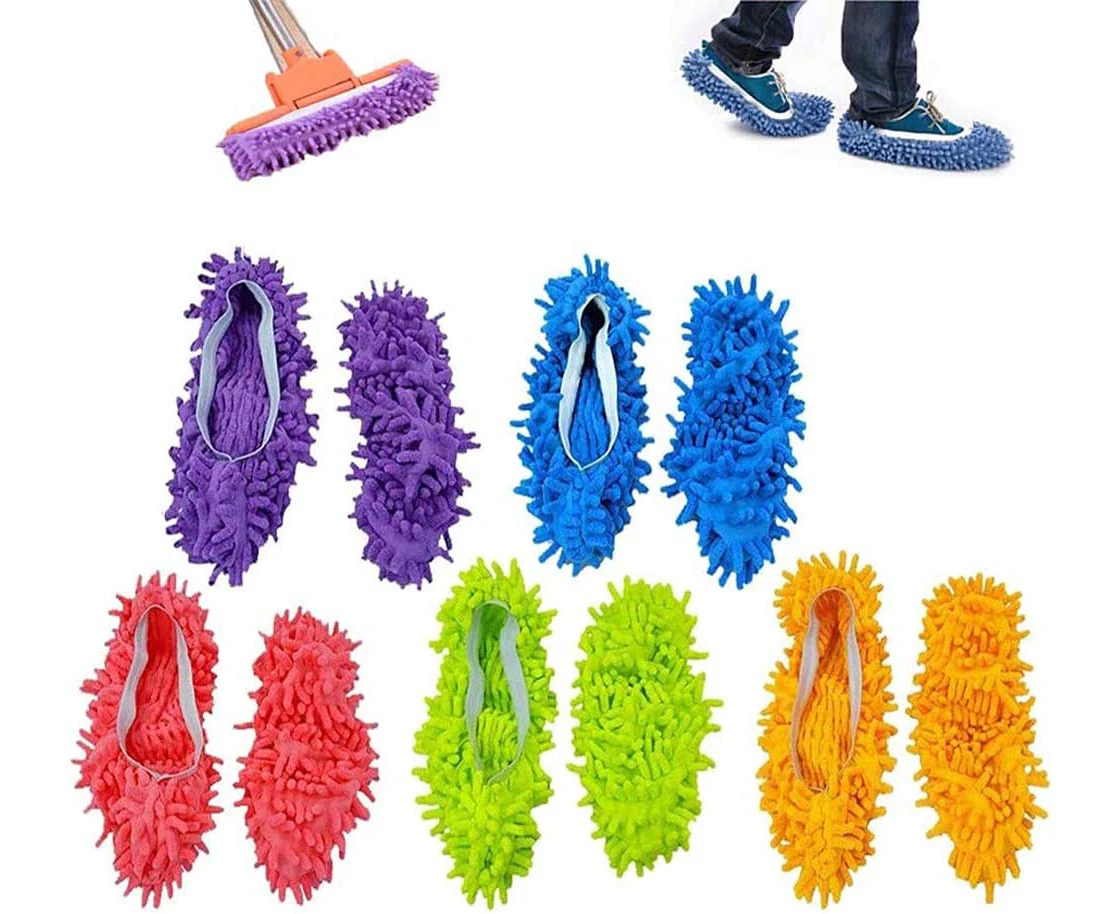 5 Pairs Mop Slippers Shoes - Microfiber Cleaning House Mop Slippers Floor Cleaning Tools Shoe Cover