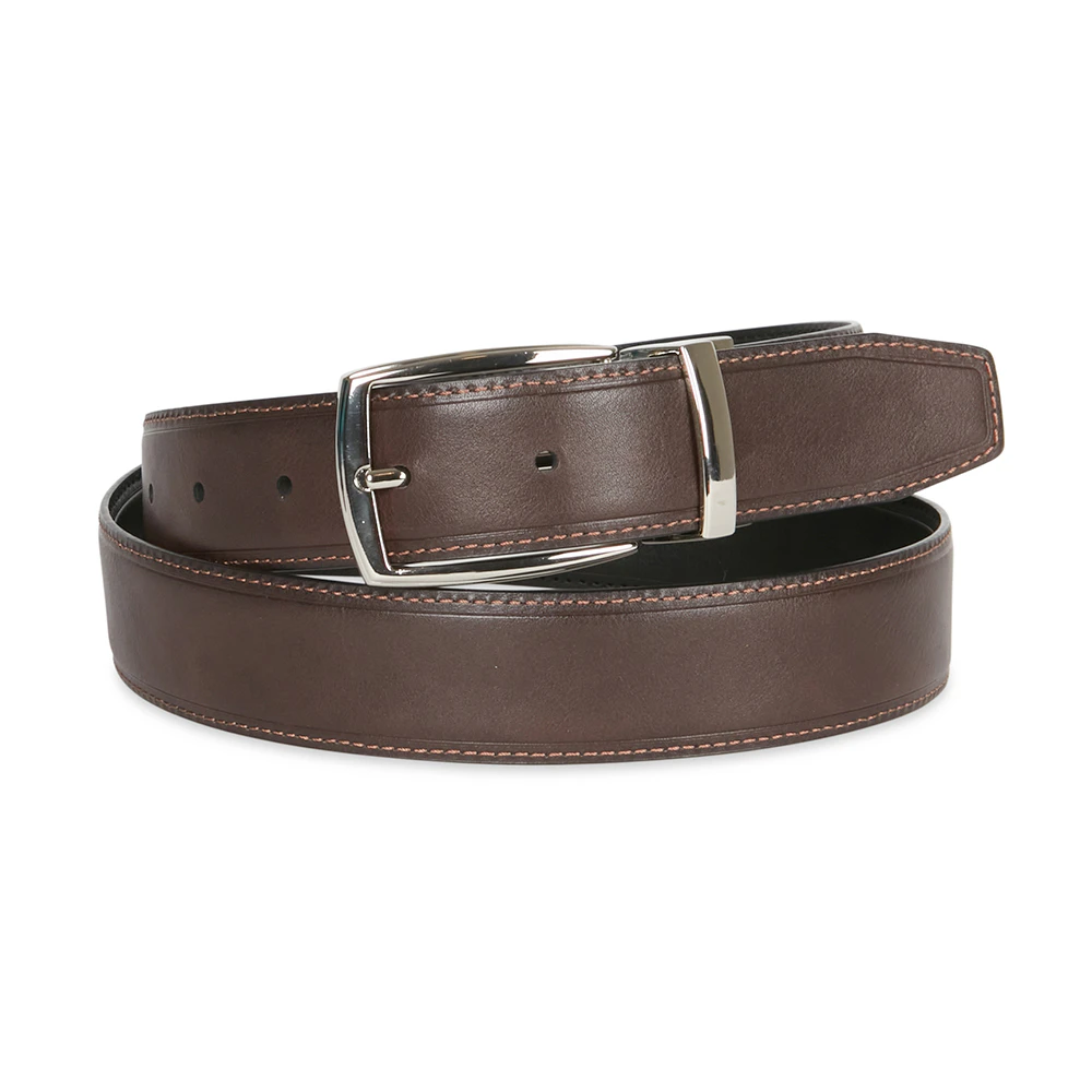 Van Heusen Men's Pin Buckle Reversible Oblong Waist Dress Belt Black/Brown - Black/Brown