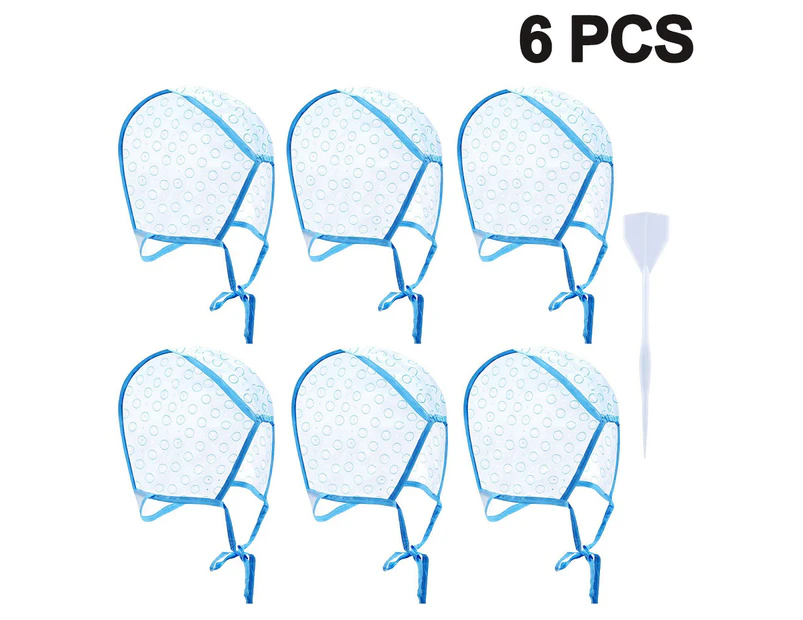 6 Pieces Tipping Cap Highlight Hair Cap Hairdressing Tool (Blue)