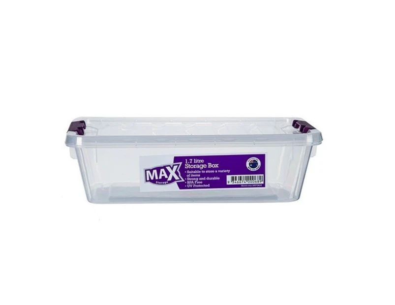 6 x CLIP LOCK PLASTIC STORAGE BOX CARRY HANDLE LID 1.7L | Container Tub Bin Box