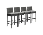 Biso Deluxe Outdoor Rattan Wicker Bar Sets | Weather Resistant Durable Rattan Bar Patio Sets In Black - 4 Barstools