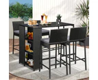 Biso Deluxe Outdoor Rattan Wicker Bar Sets | Weather Resistant Durable Rattan Bar Patio Sets In Black - 4 Barstools