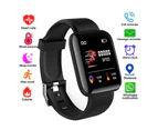 116plus Bluetooth-compatible 4.2 Heart Rate Sleep Monitor Pedometer Fitness Smart Bracelet Black