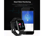 116plus Bluetooth-compatible 4.2 Heart Rate Sleep Monitor Pedometer Fitness Smart Bracelet Black