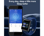 116plus Bluetooth-compatible 4.2 Heart Rate Sleep Monitor Pedometer Fitness Smart Bracelet Black