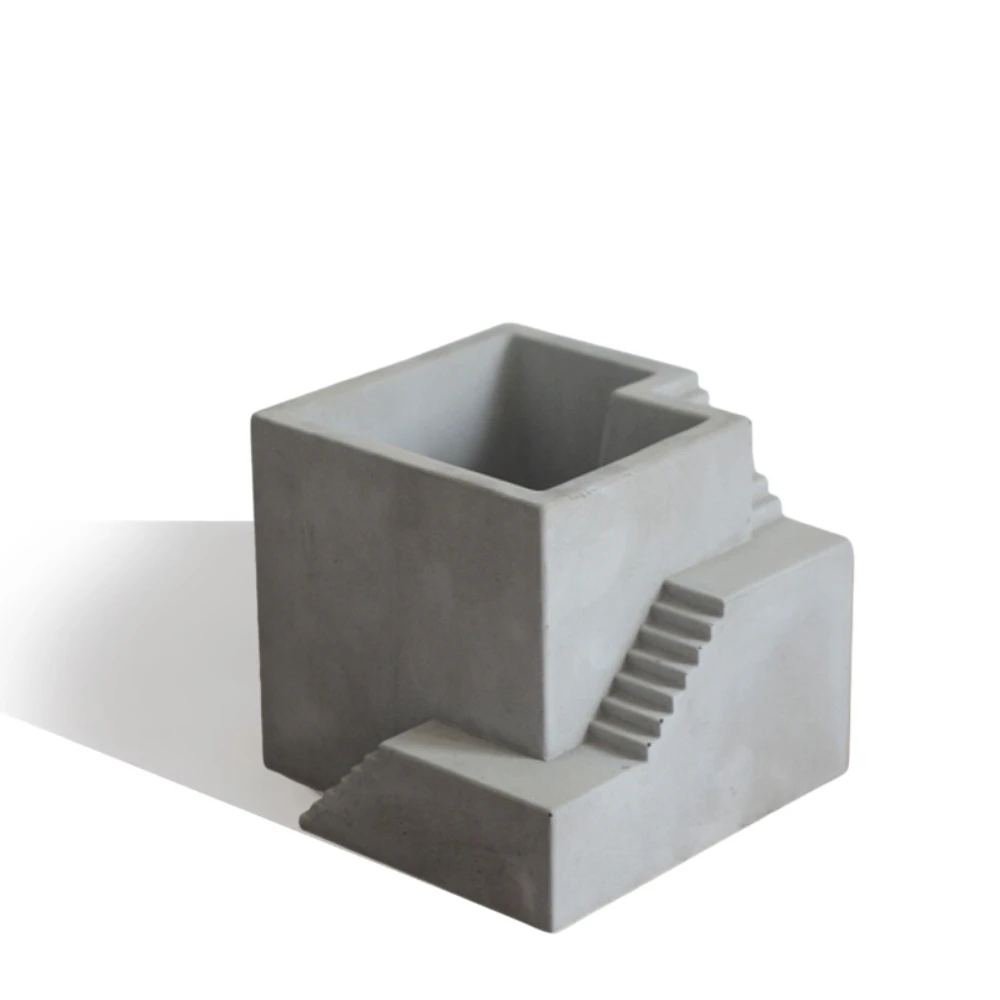 Lune Cement Architectural Stairway Planter Pot