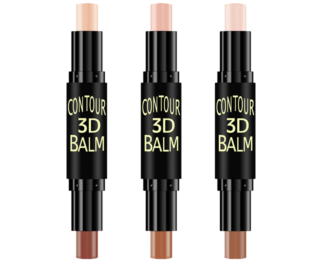 Dual-ended Highlight & Contour Stick Make up Concealer Kit for 3D Face Shaping Body Shaping Make up Set 3PCs