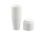 90 x ECO FRIENDLY SUGARCANE 250ml COFFEE CUPS w/ LIDS Takeaway Hot/Cold Drinks  Biodegradable & Compostable Cafes 2 Assorted Colours Natural & White
