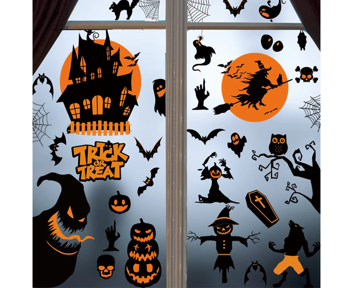 Halloween Window Clings Stickers, Scary Monster Witch Window Decals for Halloween Party Supplies