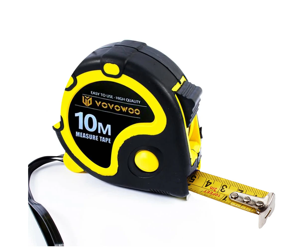 Measuring Rule Tool 10m Retractable Tape Measure 3-Way Lock Metric Rubber