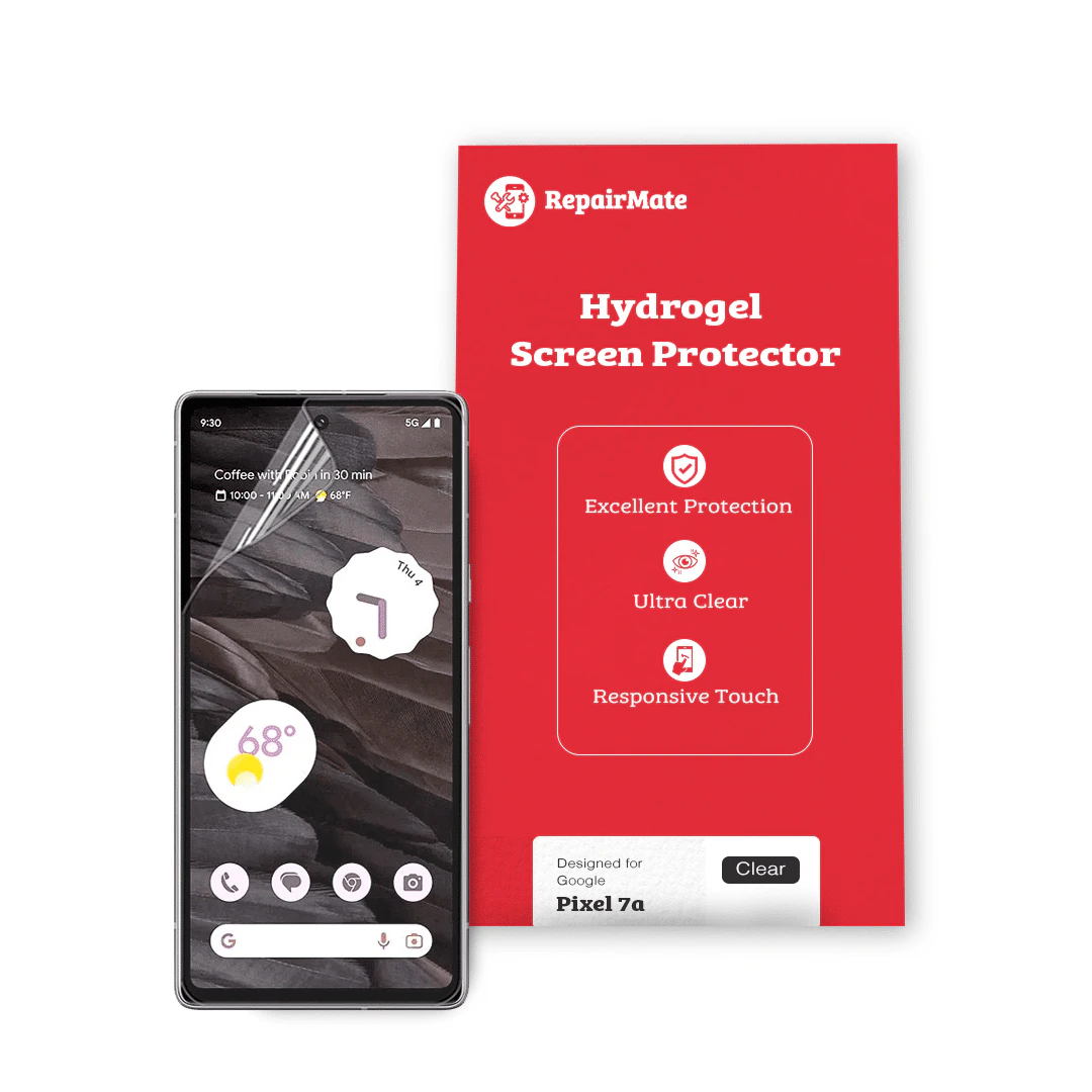 Google Pixel 7a Compatible Hydrogel Screen Protector Full Cover [2 Pack] - (1 X Front + 1 X Back) Protector