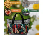 Garden Tool Bag for Garden Tools with Small Pockets Garden Tool Storage Bag Multi-Purpose Wear-Resistant Reusable Garden Bag - Gray + Flower type