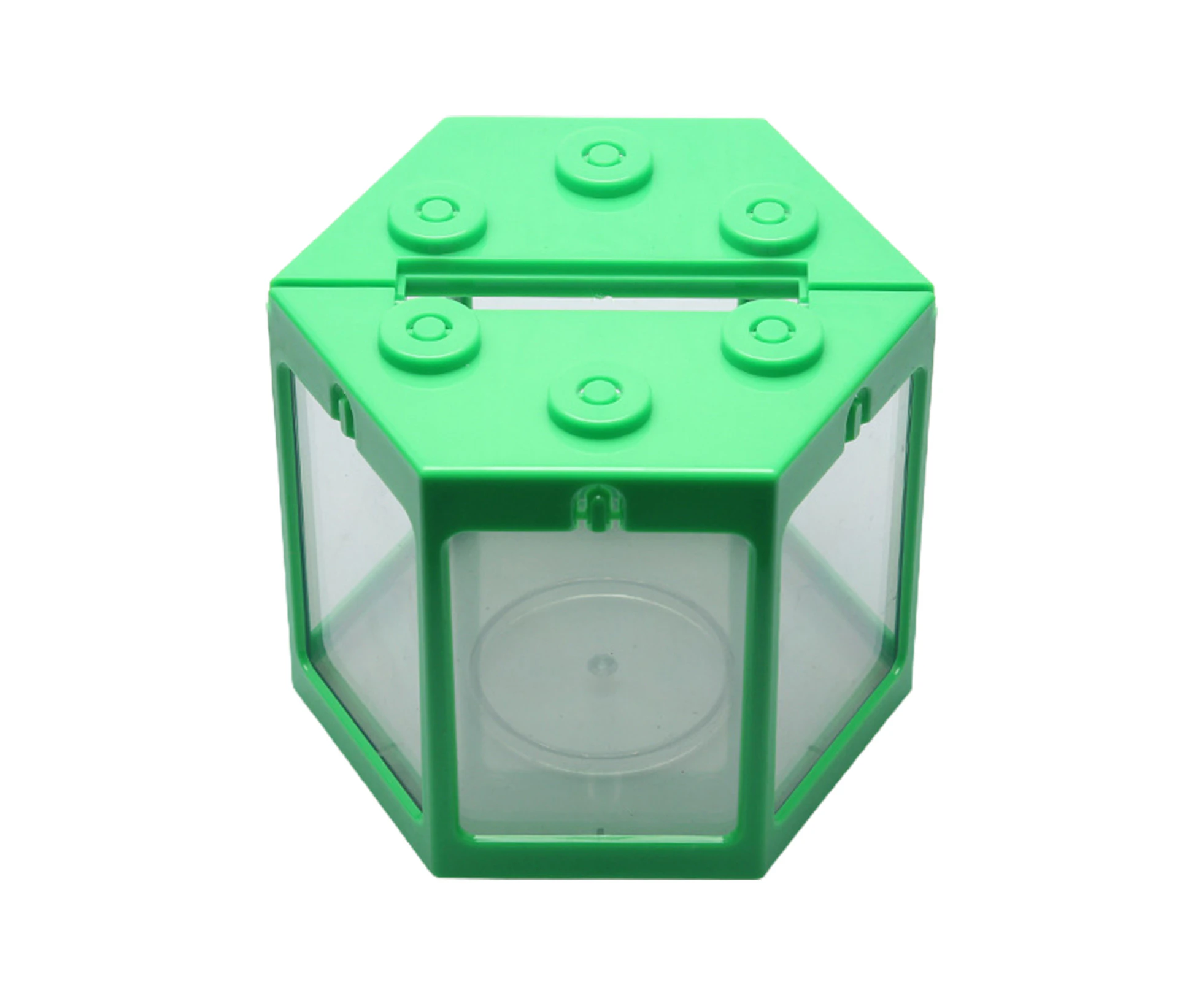 Ventilated Design Fish Tank Stackable Plastic Micro Landscape Rotatable Aquarium Tank Desktop Decor-Square Green