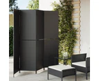 vidaXL Room Divider 4 Panels Black Poly Rattan