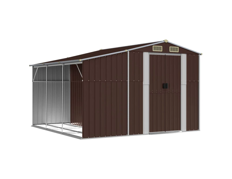 vidaXL Garden Shed Brown 277x279x179 cm Galvanised Steel