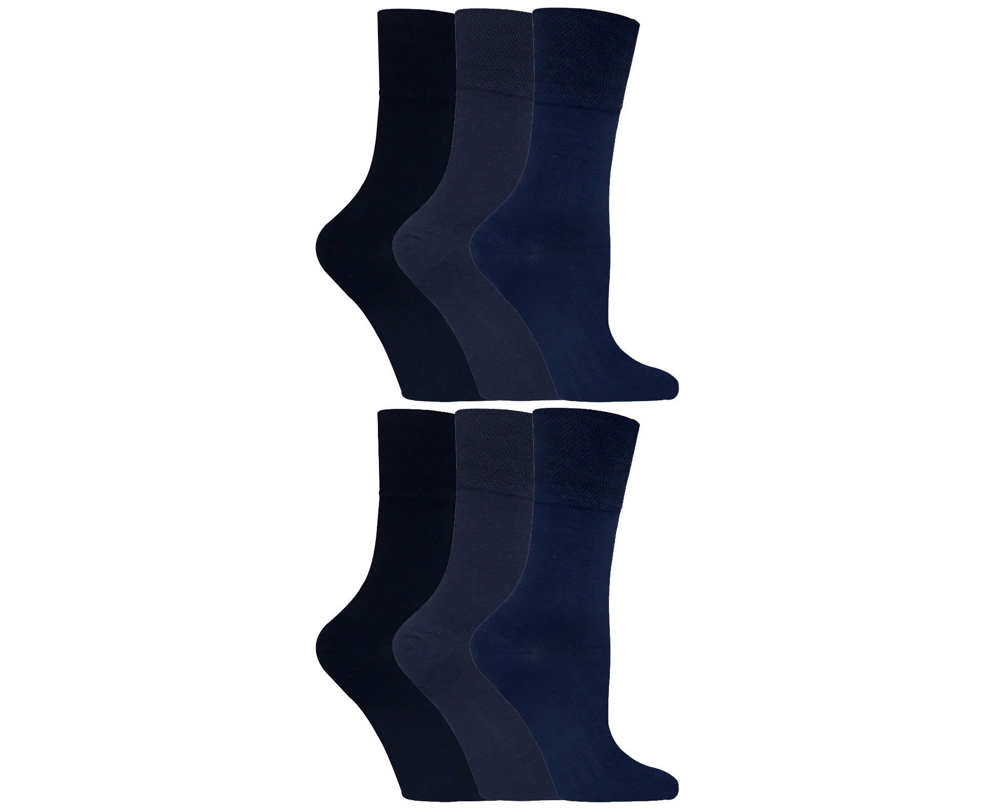 Gentle Grip - 6 Pairs of Ladies Diabetic Sock with Honey Comb Top and Hand linked Toe Seams - Dark Blue 37