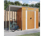 vidaXL Garden Shed with Extended Roof Light Brown 277x110.5x181 cm Steel