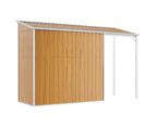 vidaXL Garden Shed with Extended Roof Light Brown 277x110.5x181 cm Steel