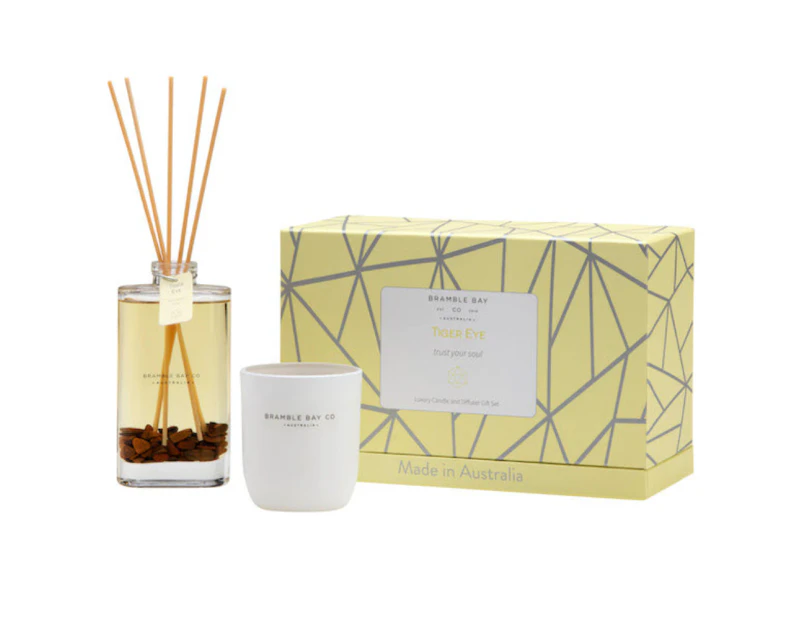 Bramble Bay Diffuser Candle Giftbox Crystal Infusion Collection Vanilla Custard