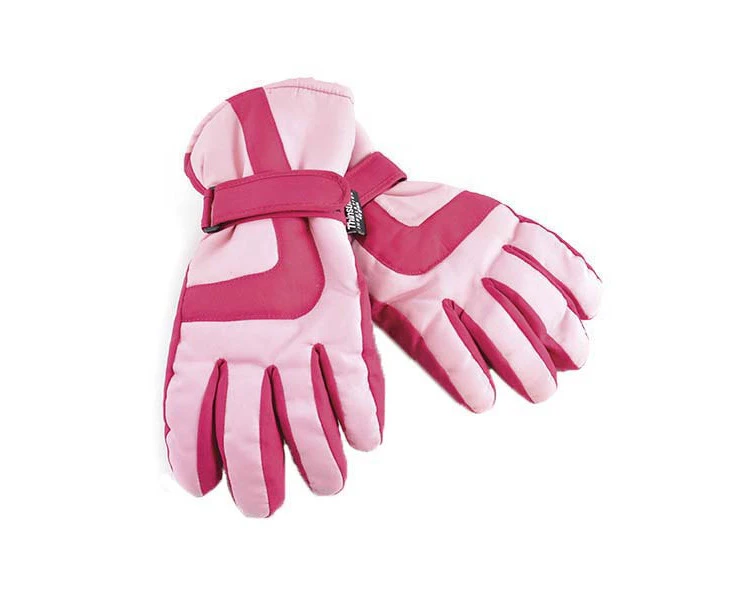 Boys Girls Black Pink 3M 40 gram Thermal Waterproof Ski Gloves - Pink