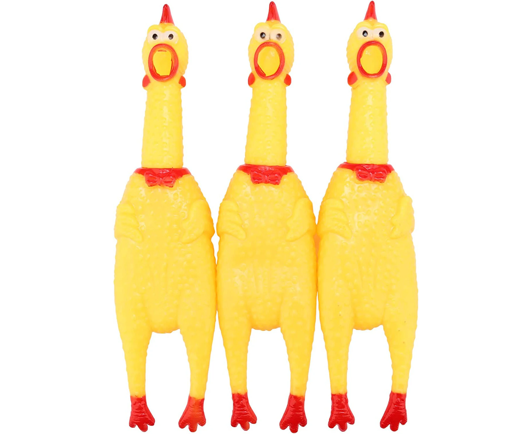 Screaming Chicken Dog Toys,Yellow Rubber Squaking Chicken Toy Novelty and Durable Rubber Chicken for Dogs,Rubber Chickens Value 3 Pack