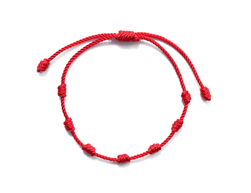 7 Knots Strong Rope Unisex Bracelet Classic Adjustable Lucky Braided Bracelet Jewelry Accessories-Red