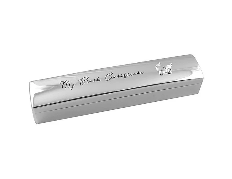 Birth Certificate Holder Silver Lacquer Keepsake Safe Storage Protection