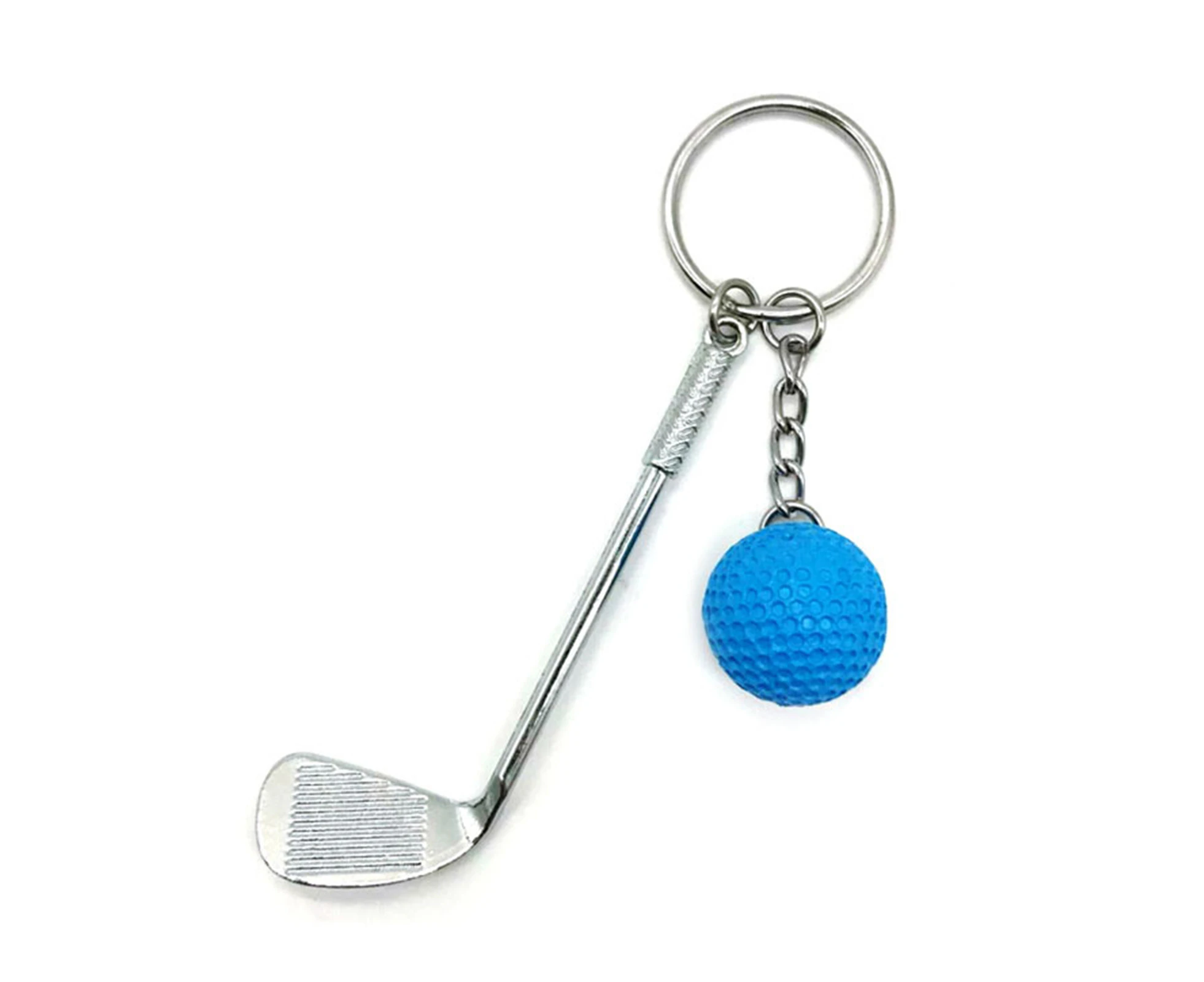 Lightweight Golf Ball Pendant Keychain Fashion Split Keyring for Sport Lovers-Blue