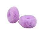 2Pcs Bright Color Simple Hair Ties Handmade Faux Rabbit Fur Furry Scrunchies Hair Accessories-Taro Purple