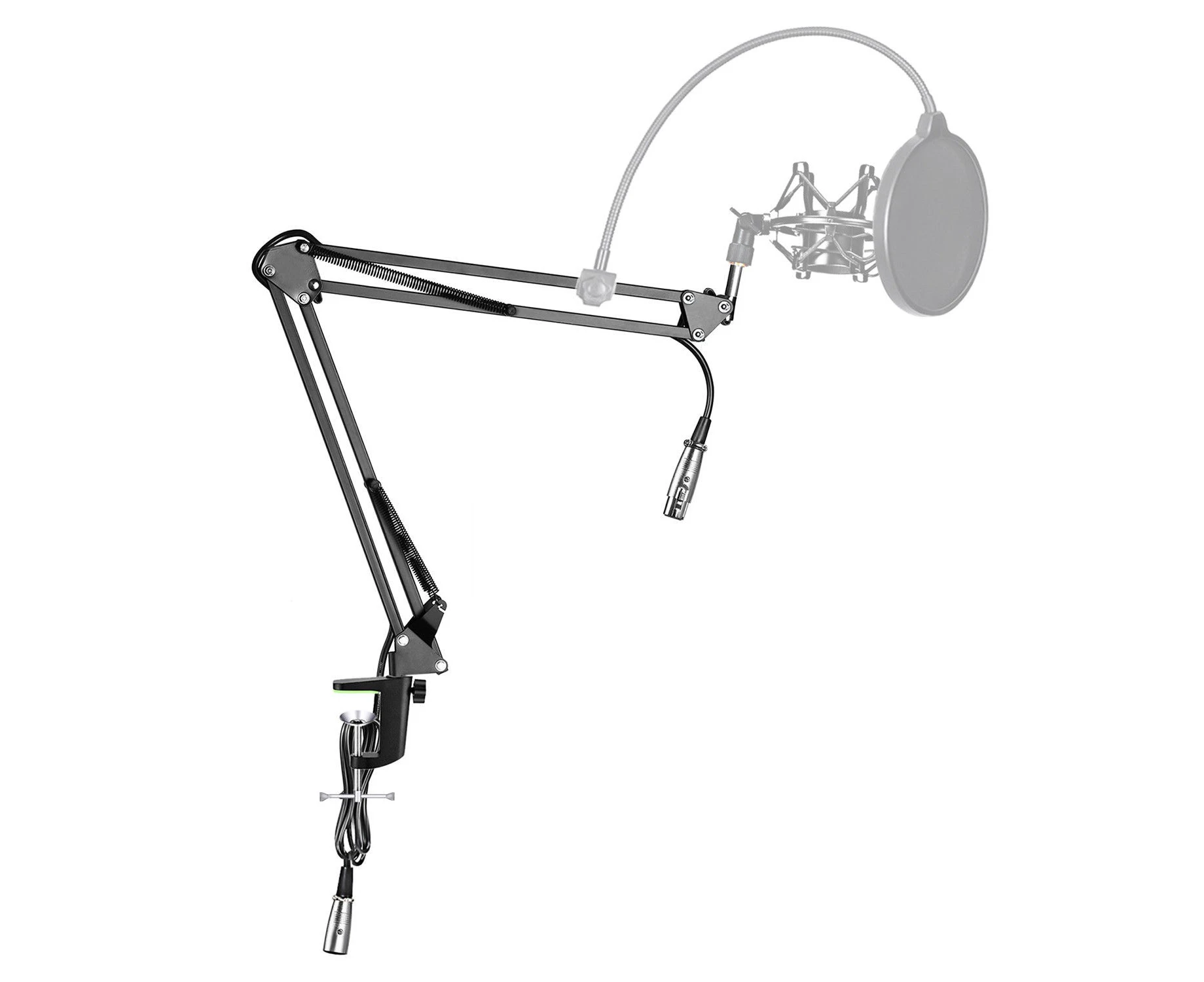 ASHTEC Table Studio Condenser Microphone Stand with inline Mic 3M XLR Cable lead