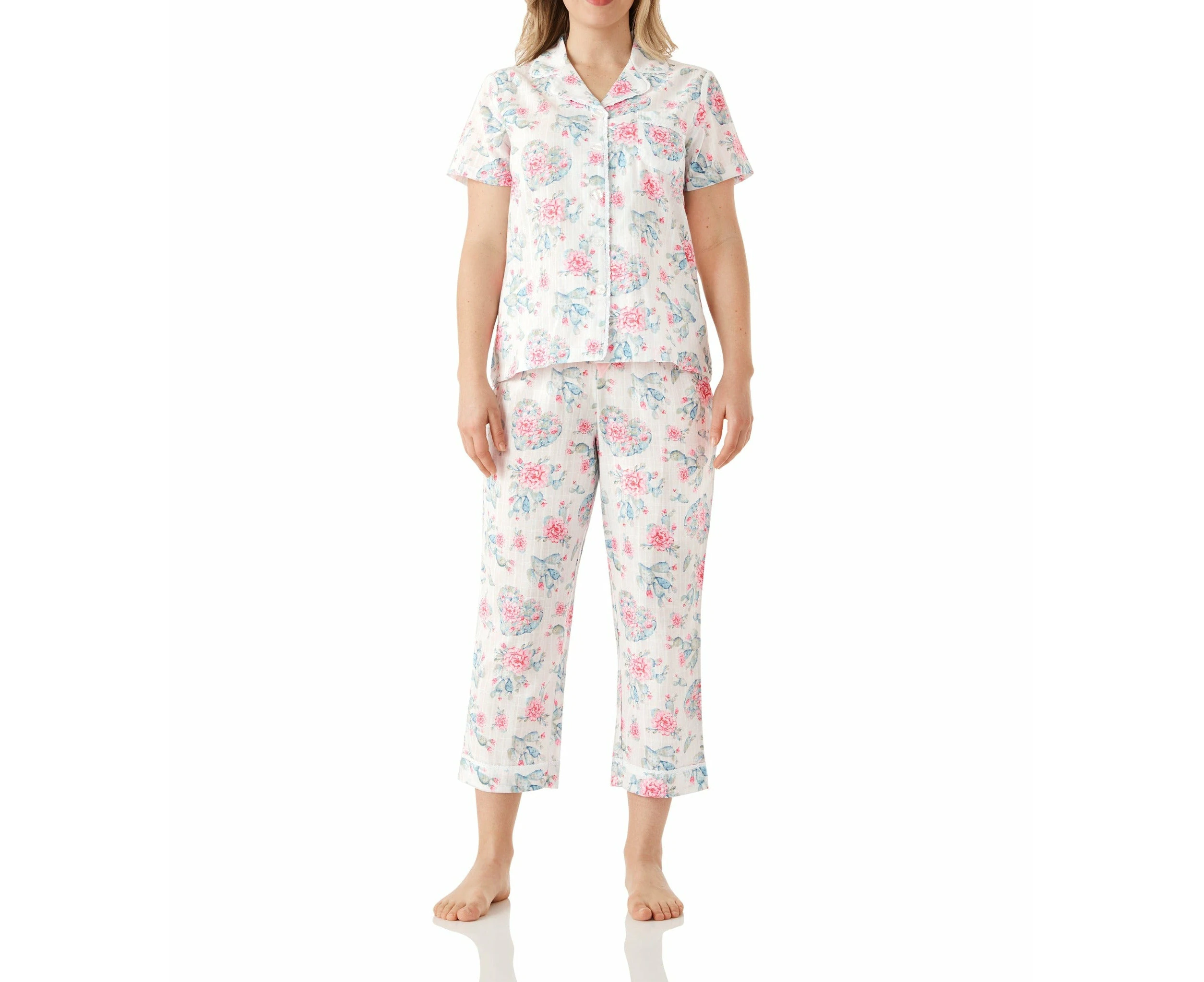 Magnolia Lounge Cactus Cotton Pyjama Set with 7/8 Pant