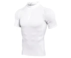 Bonivenshion Men's Muscle T-shirt Quick Dry Active Sports Shirts Quarter Zipper Athletic Running Shirts Polos Tee Shirts - White