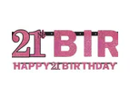 21st Birthday Party Supplies Sparkling Pink Happy Birthday Banner