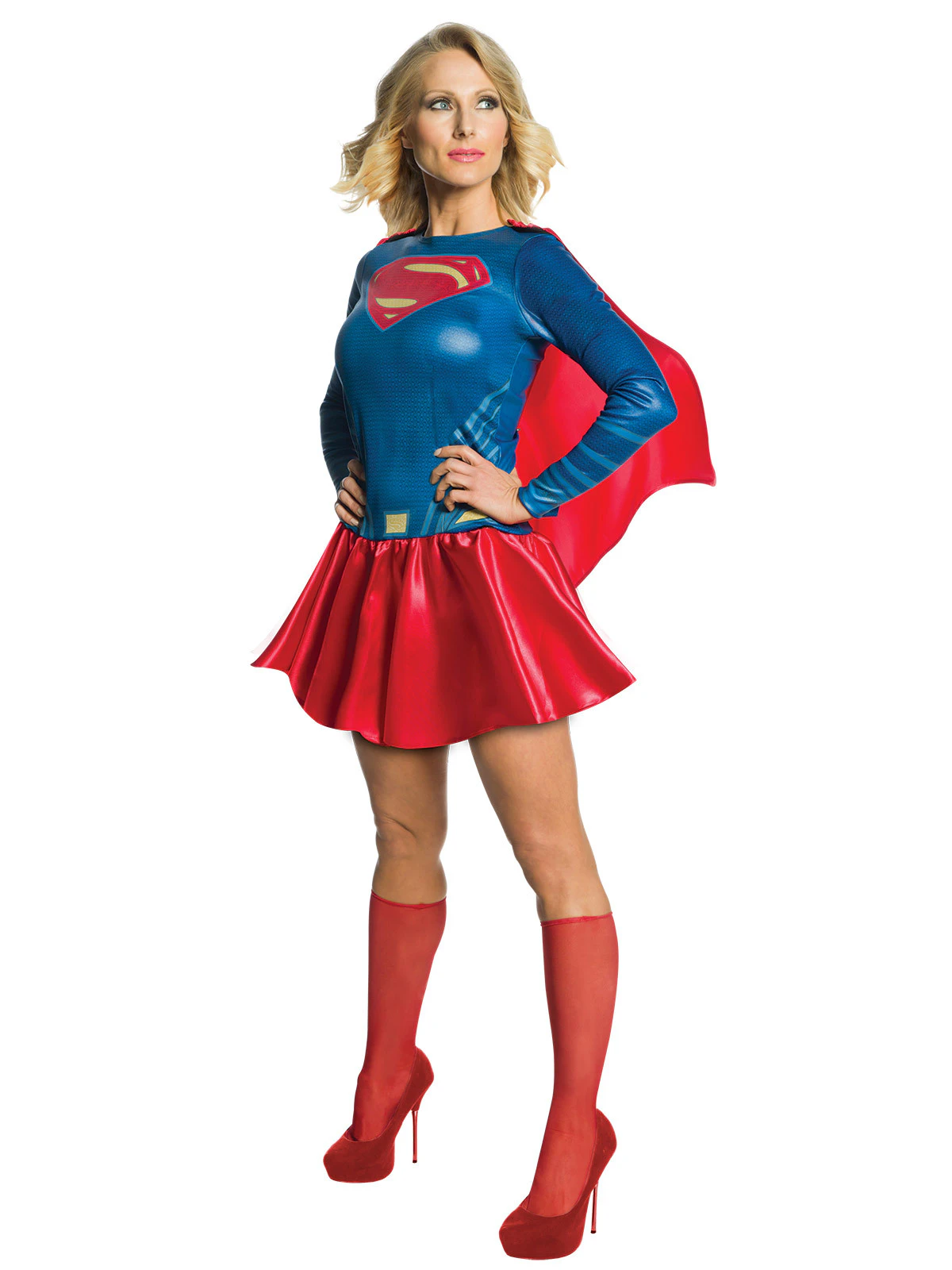 Dc Comics Supergirl Womens Dress Up Halloween Party Costume/Cape Outfit